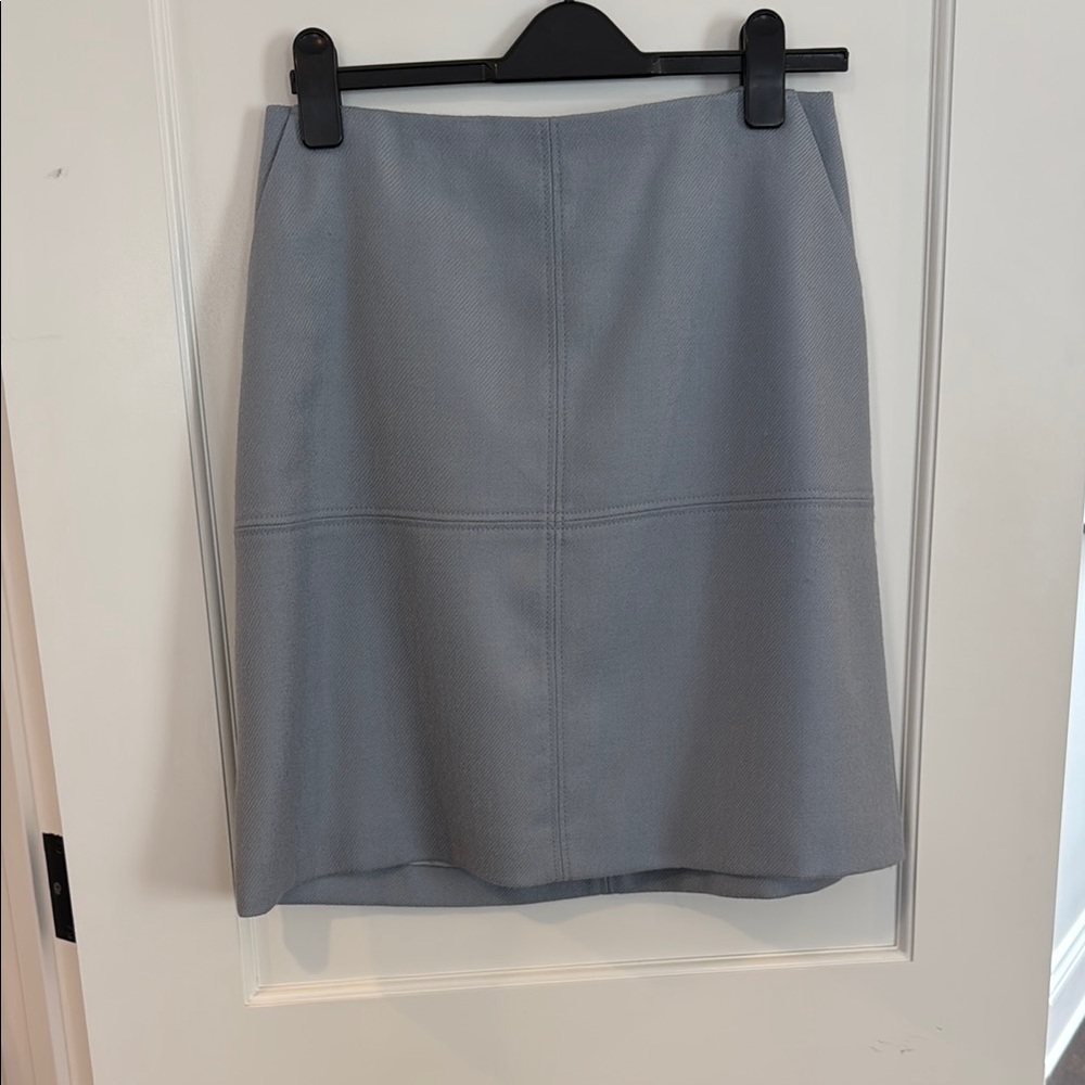 Boden Blue Gray Wool A-Line Skirt with Full Lining